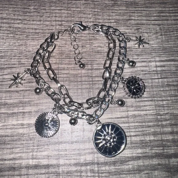 Silver Charm Bracelet Sun and Stars - Picture 6 of 7